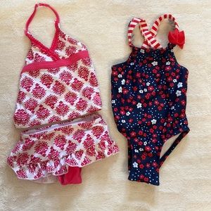 Two baby girl swimsuits 12-18m